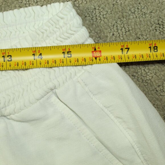 LANE BRYANT Size 14-16 White Smocked Waisted Drawstring Linen Blend Pants - Picture 7 of 7